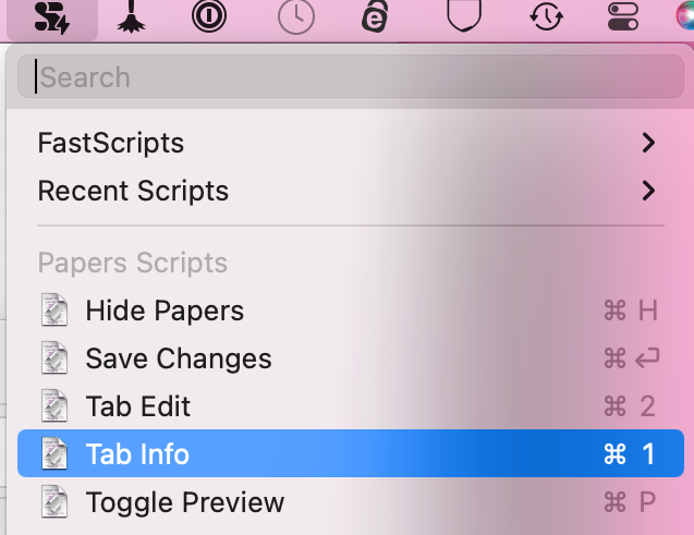 FastScripts Menu Shorcuts for Papers