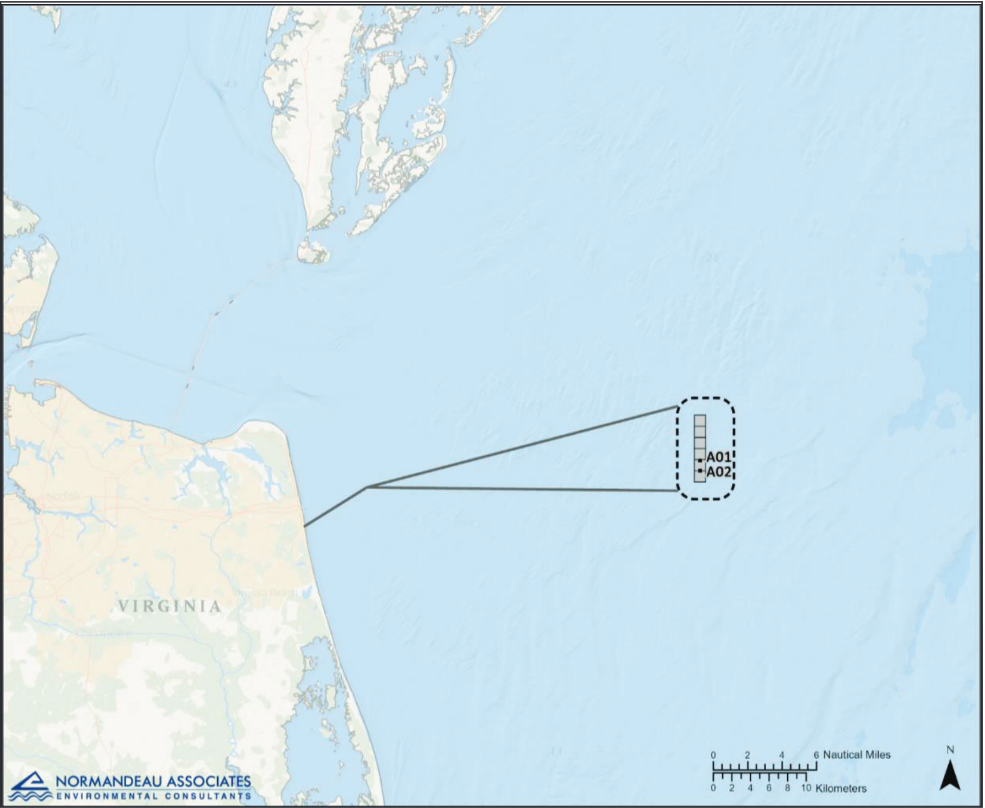 Figure 1. Location of the Coastal Virginia Offshore Wind Pilot Project and Turbines / Credit: Amichai et al. 2025